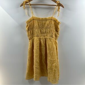 Forever 21 Yellow & White Shell-Print A-Line Dress – Size M